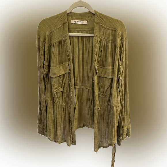 Women’s green size small We the Free tie front,one button cardigan,with fringes - Picture 5 of 10